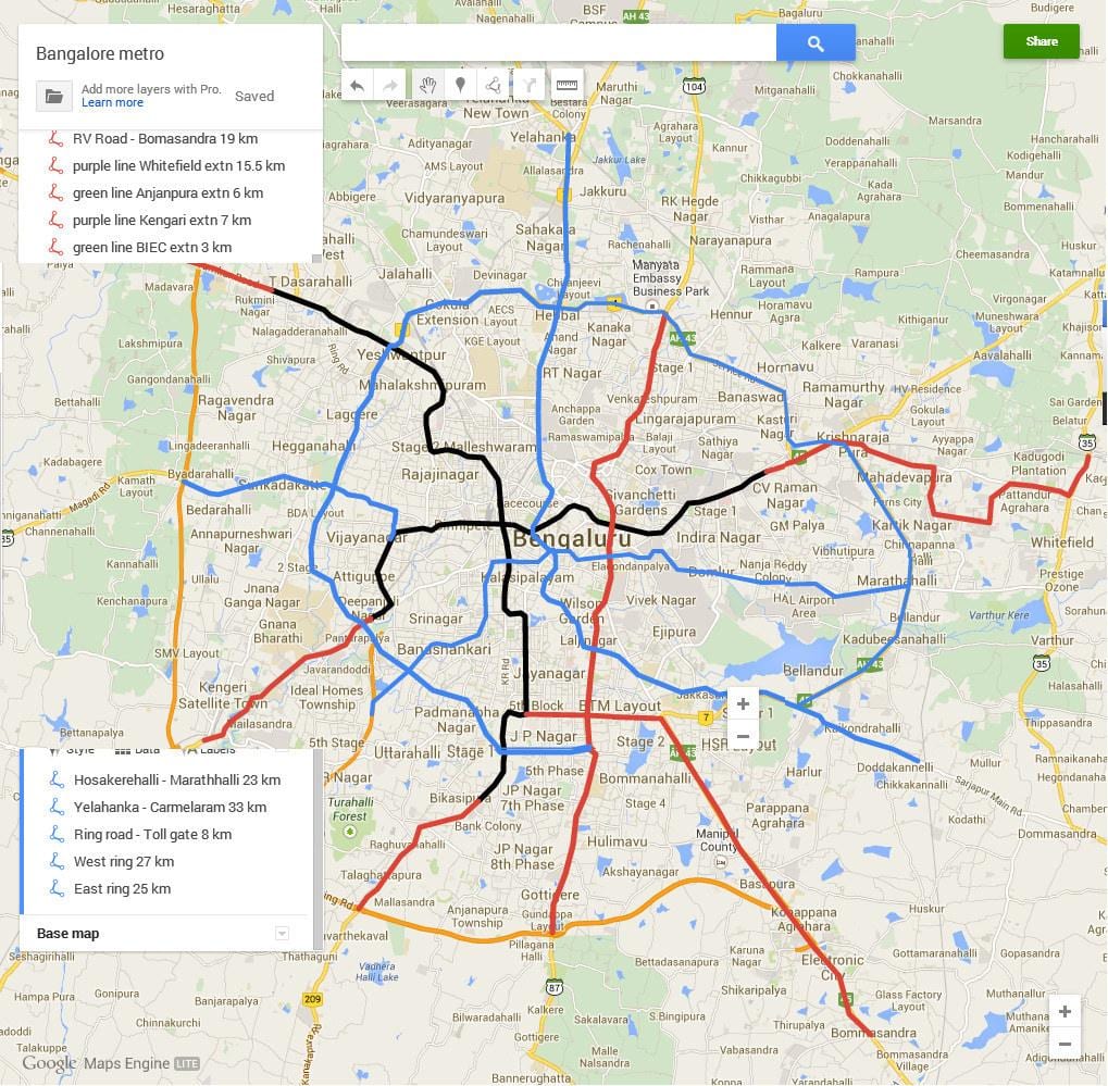 Namma metro faza 3 pot map