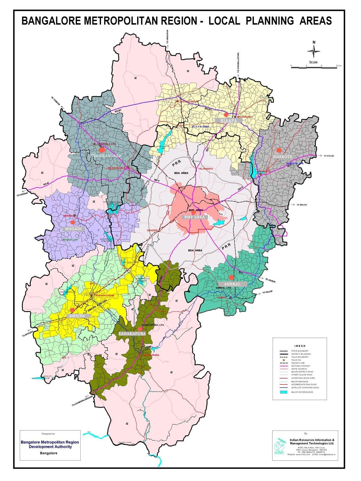 Bangalore zemljevid z območji