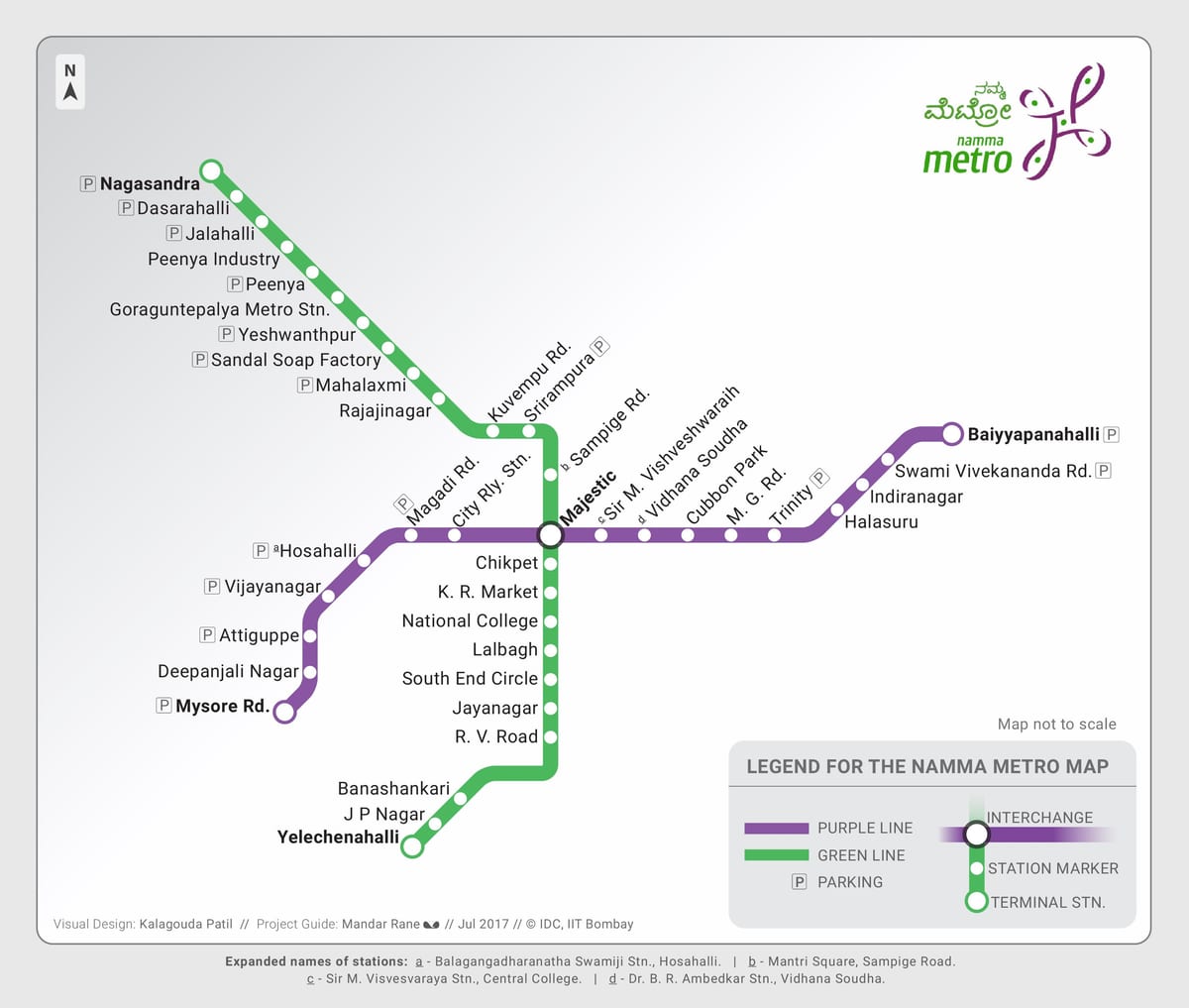 metro zemljevid mesta Bangalore