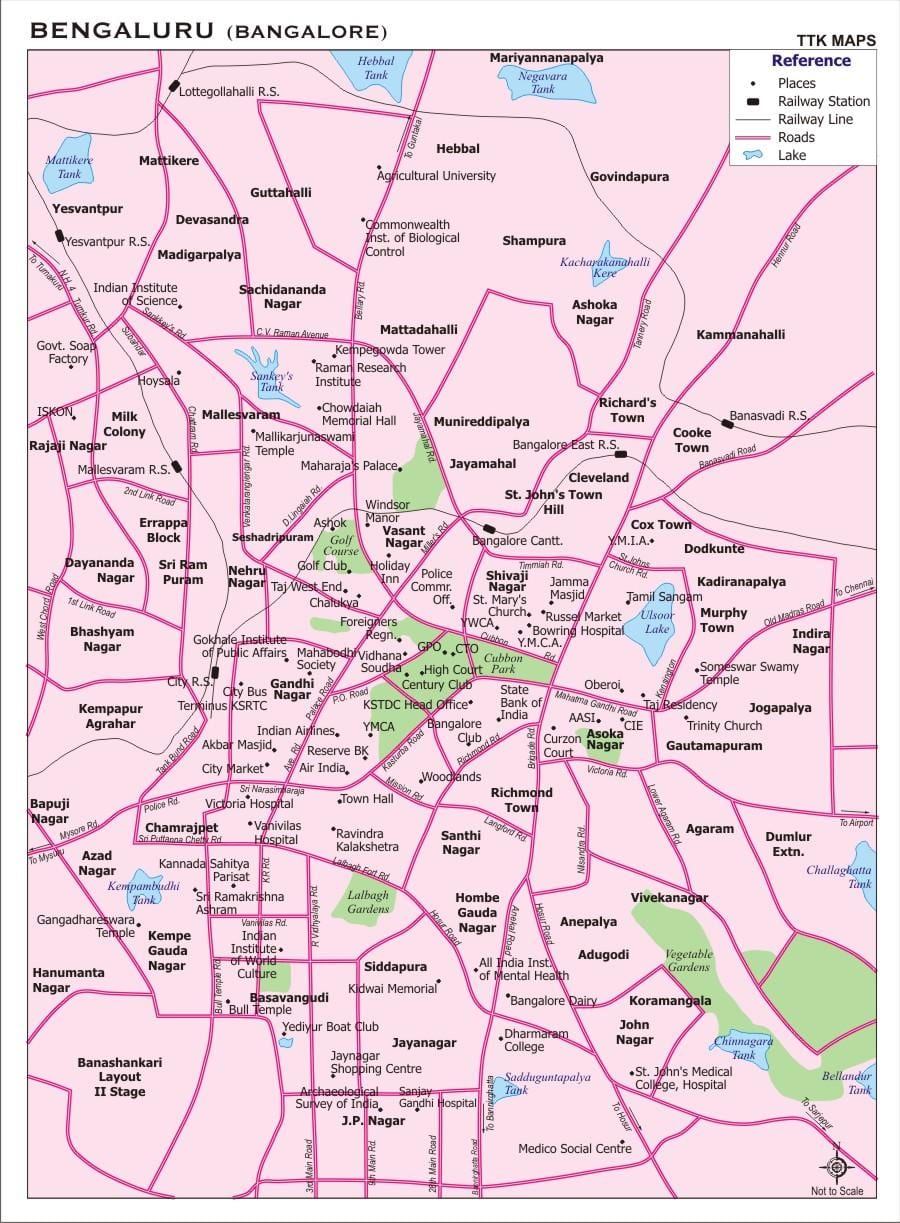 mesto zemljevid mesta Bangalore