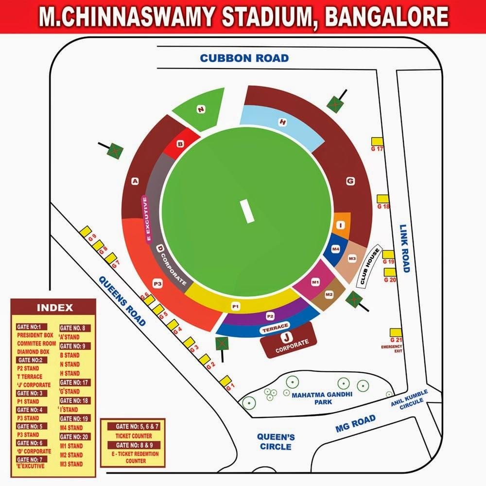 Chinnaswamy stadion sedežev zemljevid