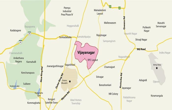 zemljevid Vijayanagar Bangalore