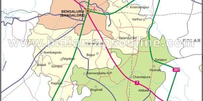 Zemljevid Bangalore, indija severna