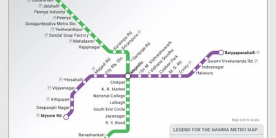 Metro zemljevid v mestu Bangalore